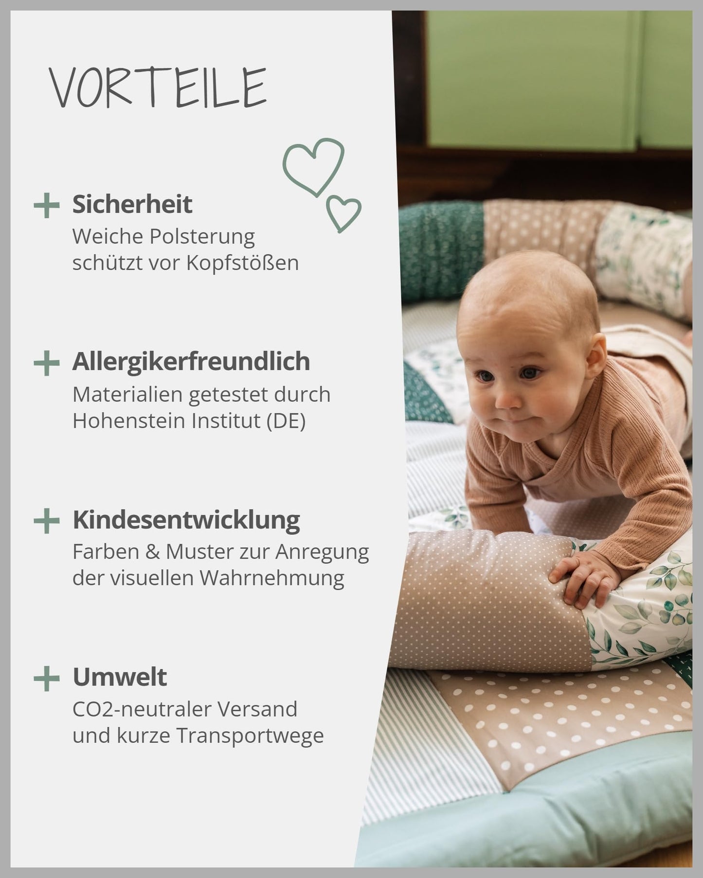 ULLENBOOM Krabbeldecke für Baby 100x100 cm, 100% OEKO-TEX Materialien, Made in EU, Dick & weich gepolstert, Sandblume - ideal als Babydecke, Laufgittereinlage & Spieldecke Baby