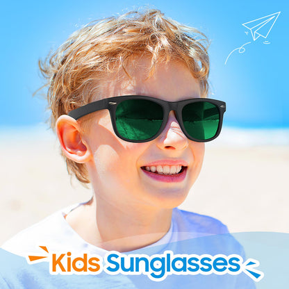 Nlieanuc Children's Sunglasses 3-10 Years for Boys Girls Polarised Children's Sunglasses UV400 Protection with Rubber Frame