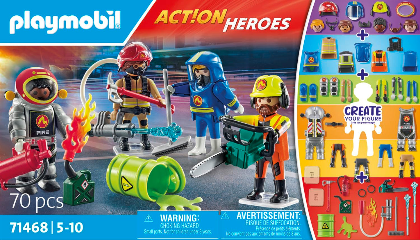 PLAYMOBIL Action Heroes 71464 Fire Boat with Aqua Scooter, Exciting Water Rescue, Includes Diving Goggles, Flippers and Life Jacket, Realistic Toy for Children from 4 Years