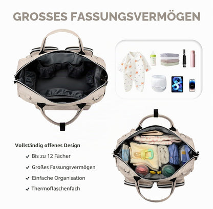 Wickeltasche mit wasserdicher Wickelunterlage und 2 Kinderwagen Haken verstellbare Schultergurt multifunktionale Umhängetasche Reisetasche für Unterwegs