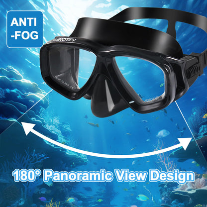 HIKOTEY Schnorchelset Erwachsene,Taucherbrille Schnorcheln Erwachsene Set mit Panorama-Weitblick Tauchmaske, Anti-Leck Schnorchelmaske für Schnorcheln, Schwimmen und Tauchen