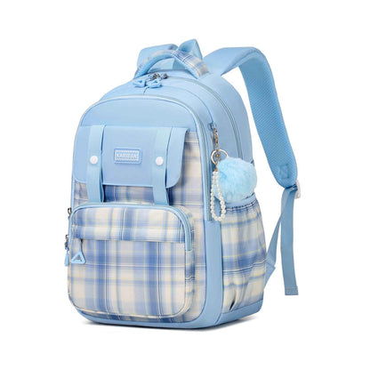 Rucksack mädchen 22L ergonomisch mit reflektierenden Streifen | Wasserdichtes Karogewebe, atmungsaktives 3D-Rückenpolster, zahlreiche getrennte Fächer, passend für 15,6-Zoll-Laptops