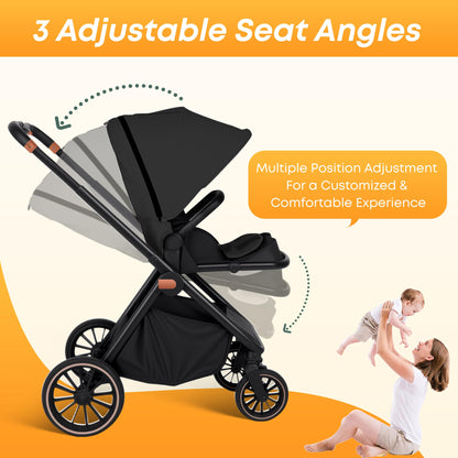 BabyVoyage Kombikinderwagen 2-in-1 ohne Babyschale – Babywanne & Sportsitz, Räder 360° Stoßdämpfer, Federung, höhenverstellbarer Griff, Faltbar, Zubehö-Grün