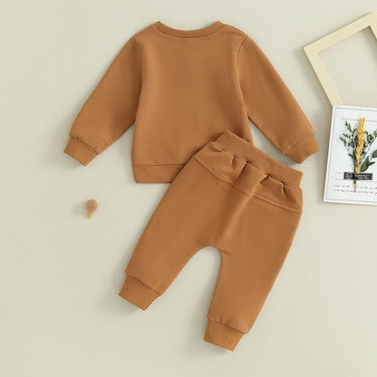 Baby Boys' Two-Piece Outfit, Long Sleeve Sweatshirt + Trousers, 2-Piece Set, Baby Clothing, 0-3 Years, Children's Outfit for Baby Boys 