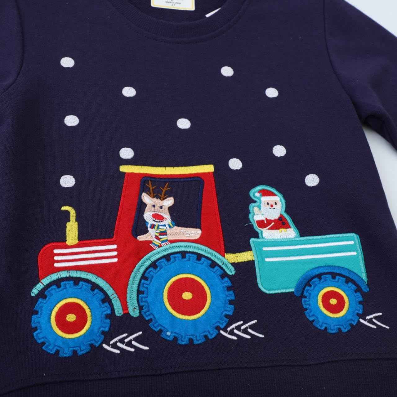 Boys' Sweatshirts Christmas Boy Christmas Long Sleeve Jumper Children's Christmas Clothing Christmas Long Shirt Dinosaur Santa 1-7 Years Size 92-122