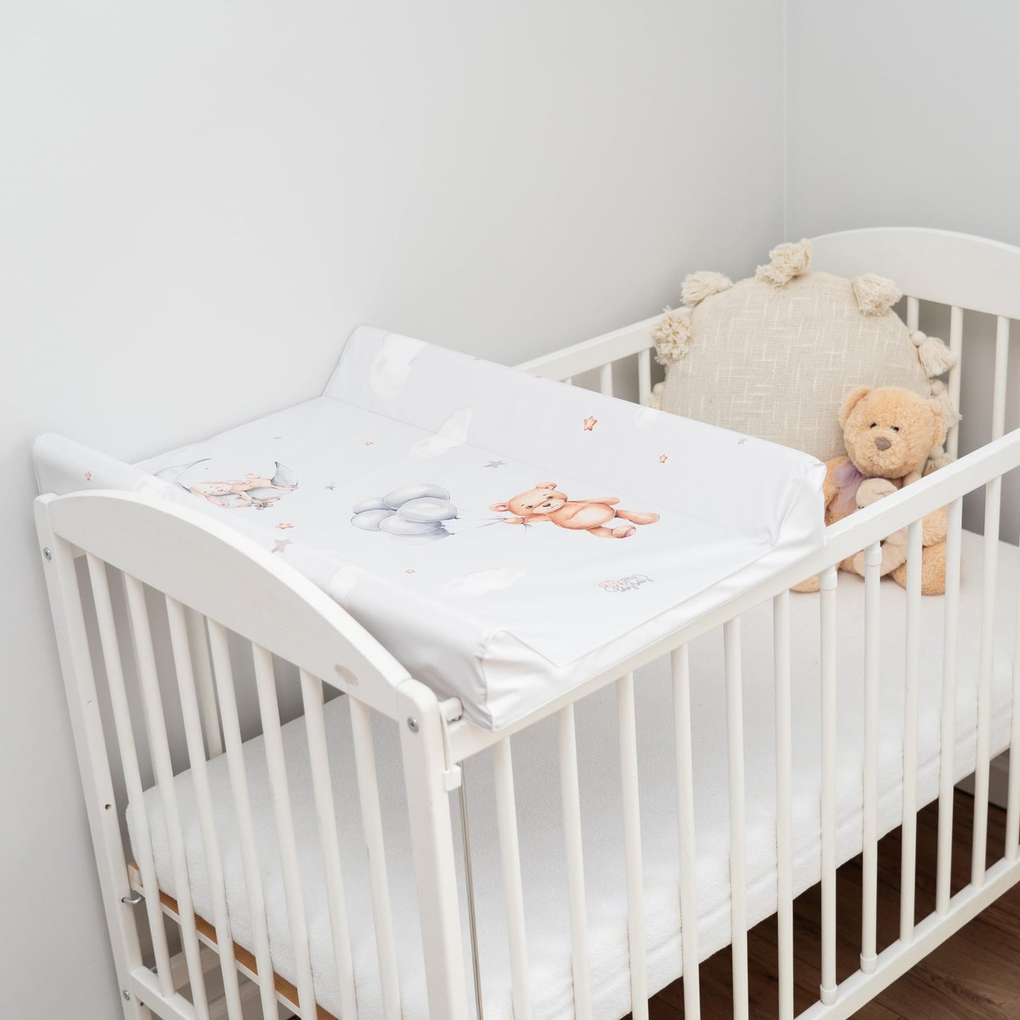 Wickelunterlage Wickelauflage Keil 70x47 cm - Wickeltischauflage für Babys abwaschbare und wasserdichte Wickelmulde ideal für Babybett und Wickeltisch Kaninchen Motiv