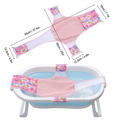 Badewannensitz Baby, Neugeborene Dusche Mesh auf kleinkind Babybadewanne, Sicherheitsbadesitz Antirutsch Kreuzförmig Badewanne Unterstützung Badezubehör für Neugeborenen Kleinkind (Rosa)