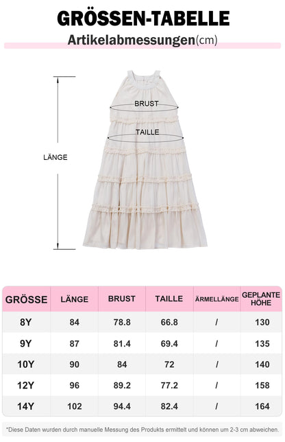 SOLOCOTE Girls Midi Dress Sleeveless Off Shoulder Ruffles A-Line Summer Elegant Casual Dress 