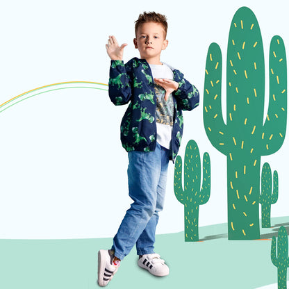 JinBei Jacke Baby Junge Kinder Jacken Kapuzen Sweatjacke Kapuzenjacke Cartoon Aufdruck Jungen Winddicht Mantel Windjacke Übergangsjack Frühling Herbst Outwear Softshelljacke 1-7 Jahre
