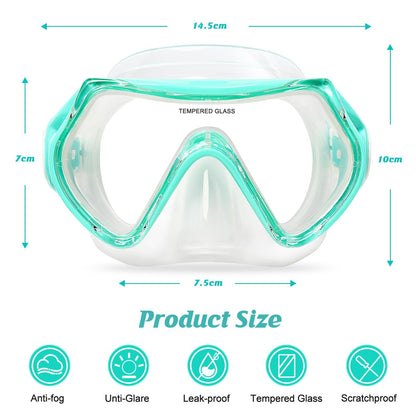 WOVOKA Taucherbrille Kinder, Schwimmbrille Kinder für 4-12 Jahre, Tauchmaske Schnorchelmaske Nasenabdeckung 180°Panorama HD Anti Nebel Anti-Leck für Jungen Mädchen Jugendliche