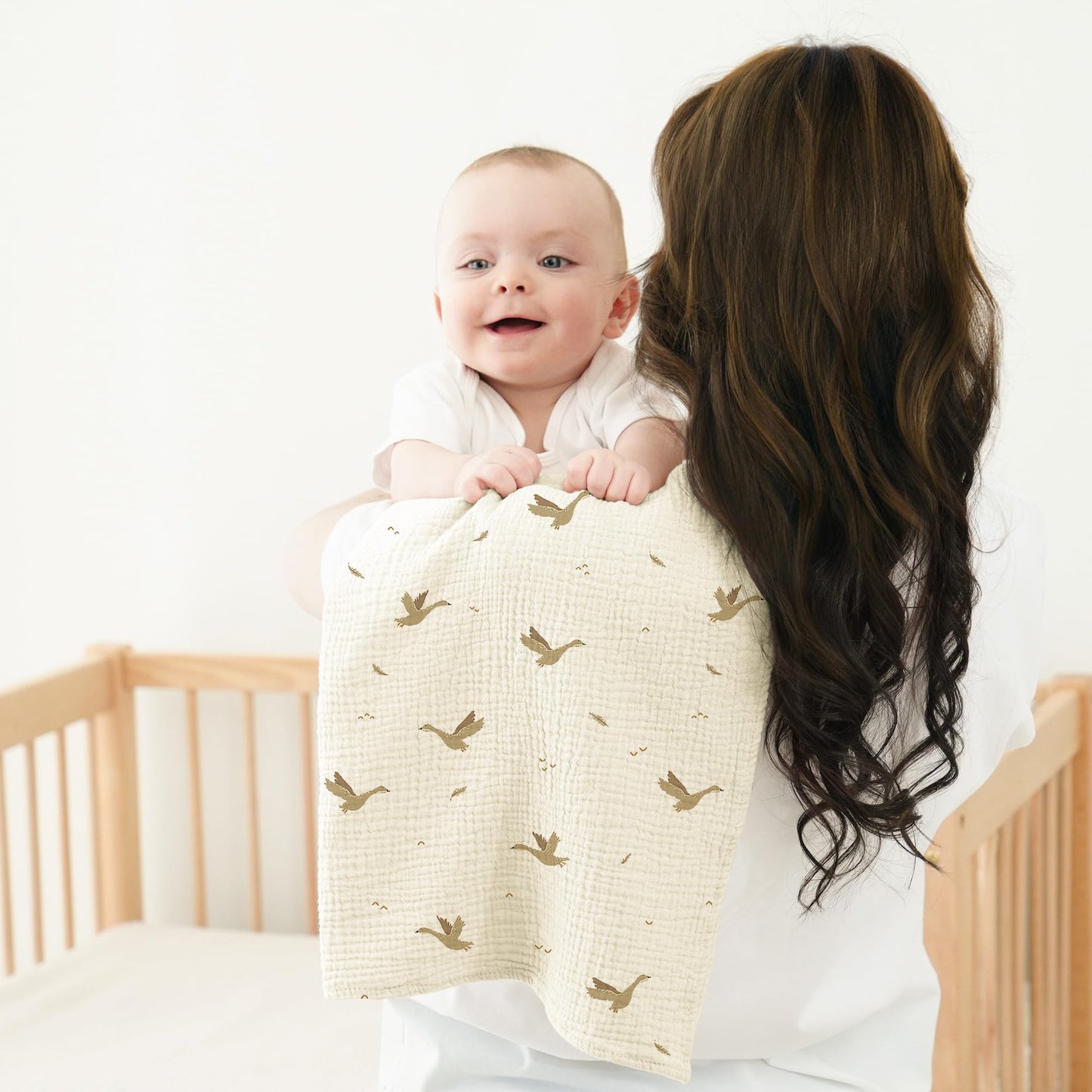 Bearmoss Moltontücher Baby 100% Baumwolle Weiche Spucktücher Baby,Atmungsaktiv und Extrem Saugfähig Musselin Tuch für Saugstark Mulltücher 4er 60x60cm (Brauner Druck)