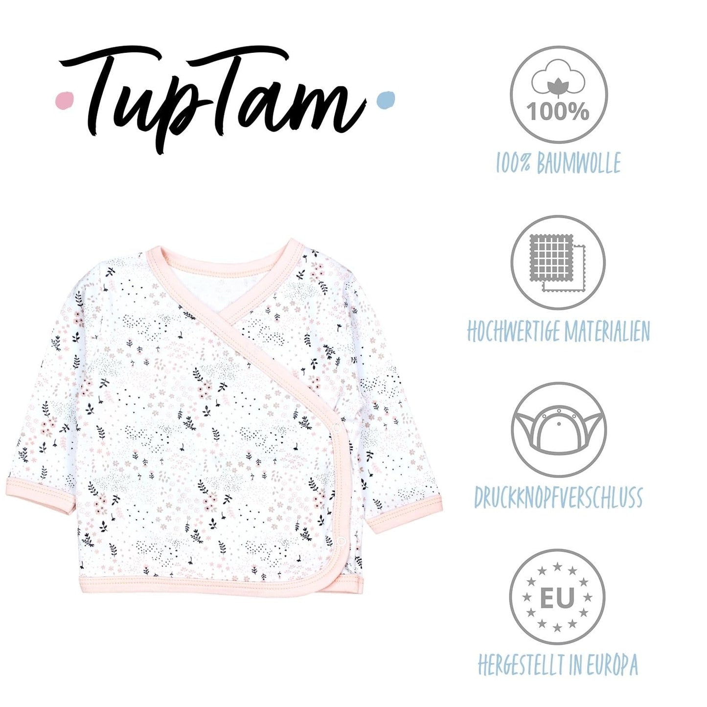 TupTam Baby Mädchen Langarm Wickelshirt Baumwolle 5er Set