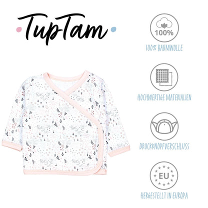TupTam Baby Mädchen Langarm Wickelshirt Baumwolle 5er Set