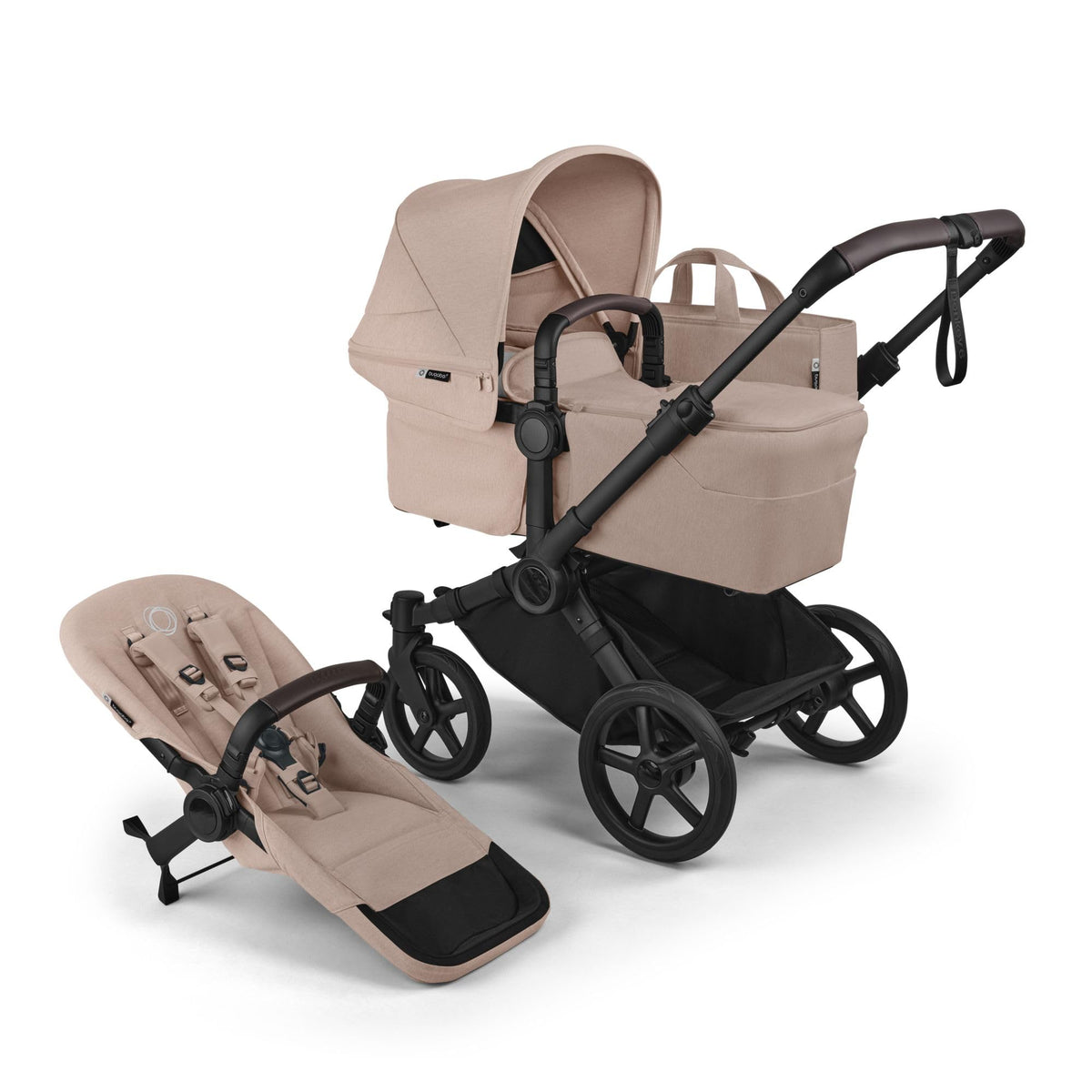 Bugaboo Donkey 6 Single, 2-in-1-Kinderwagen, für Neugeborene & Kleinkinder | umbaubar zum Doppel- und Zwillingskinderwagen, doppelter Stauraum und komfortable Einhand-Lenkung, Heritage Black Meloni2