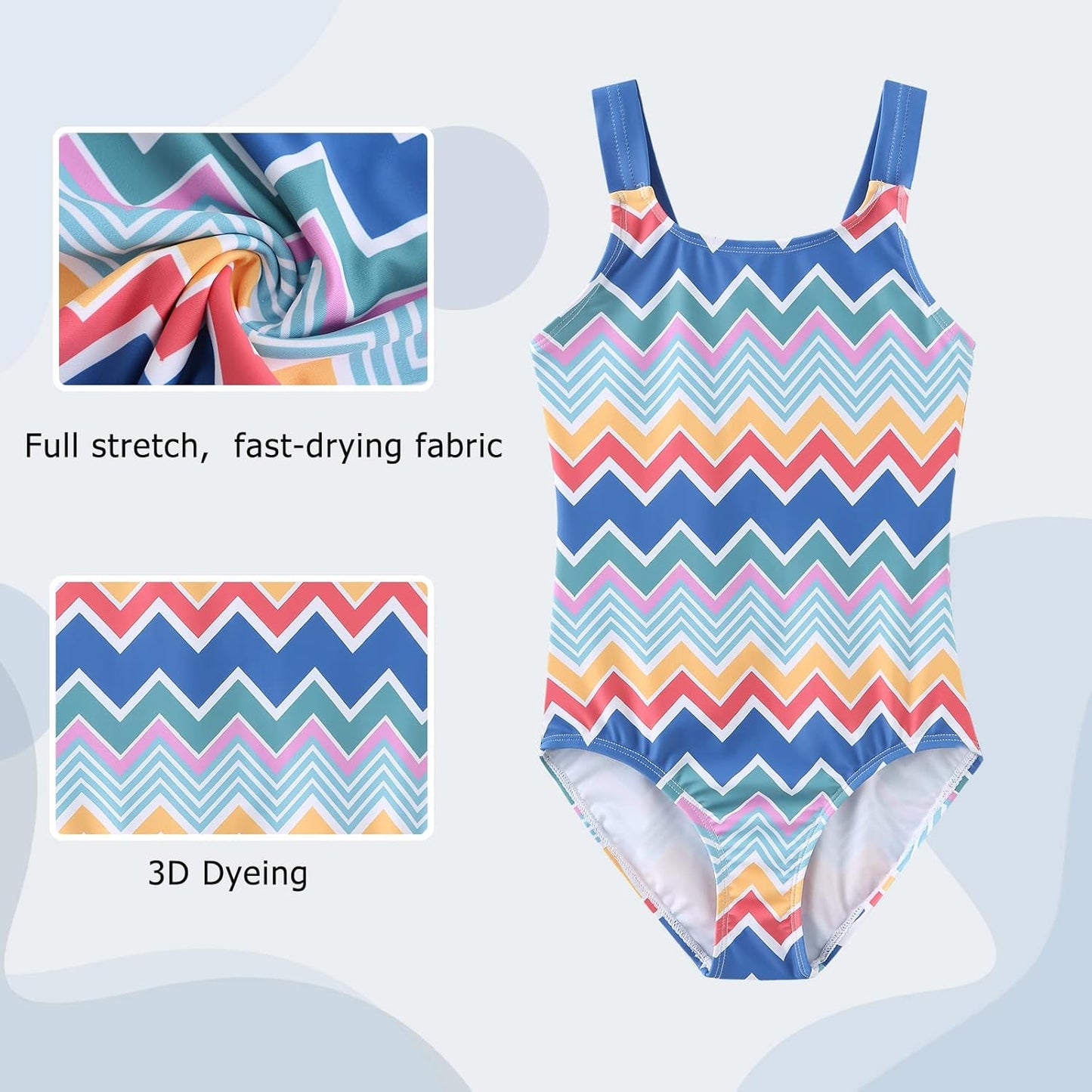 Swimsuit Girls Children One-Piece Swimwear Girls Teenagers Hawaii Elastic Wide Straps Swimsuit 110-164 / 6-16 Years