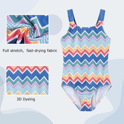 Swimsuit Girls Children One-Piece Swimwear Girls Teenagers Hawaii Elastic Wide Straps Swimsuit 110-164 / 6-16 Years