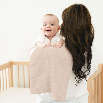 Bearmoss Moltontücher Baby 100% Baumwolle Weiche Spucktücher Baby,Atmungsaktiv und Extrem Saugfähig Musselin Tuch für Saugstark Mulltücher 4er 60x60cm (Brauner Druck)