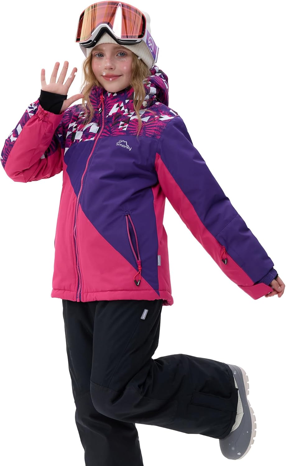 Children's Ski Suit Girls Waterproof Windproof and Warm 2-Piece with Hood 6-16 Years Outdoor Sports, Mountaineering, Skiing
