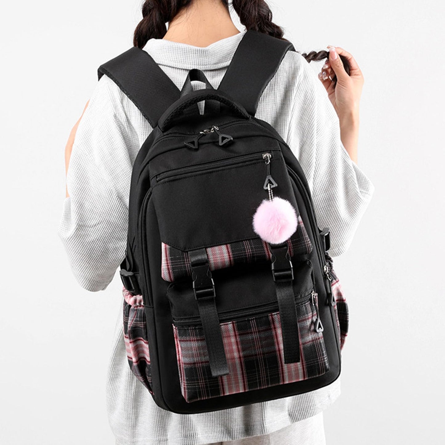 College Campus Schoolbag Weibliche Koreanische Version Schule Rucksack Belastung Linderung Mädchen Schultasche Junior Schulter Rucksack Reiner Farbeinkaufsrucksack