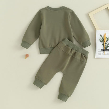 Baby Boys' Two-Piece Outfit, Long Sleeve Sweatshirt + Trousers, 2-Piece Set, Baby Clothing, 0-3 Years, Children's Outfit for Baby Boys 