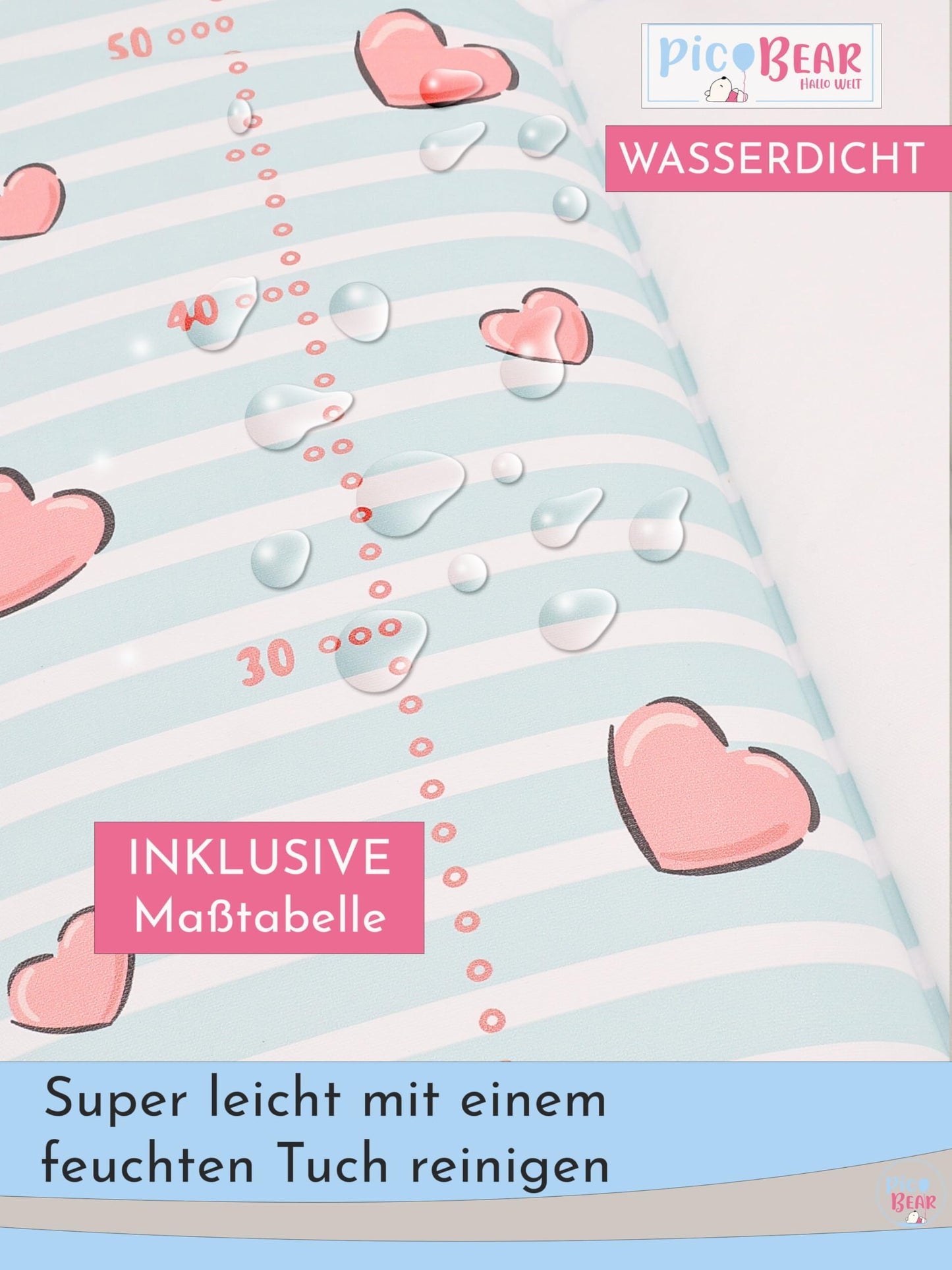 pic Bear Wickelauflage - hochwertige OEKO-TEX Wickeltischauflage - pflegeleichte Wickelunterlage - Auflage Wickelkommode - 85 x 72 cm - Sealife
