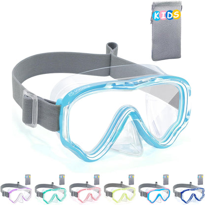 Vvinca Children's Diving Goggles with Fabric Band, Swimming Goggles Children for Years Boys Girls, Snorkel Mask Children 180° Panorama Anti-Leak Diving Mask Children for 3-13 Years