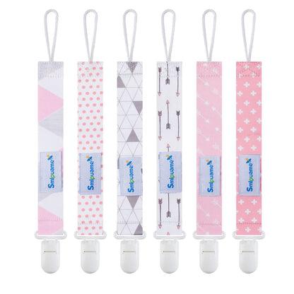 Smlpuame Baby Schnullerkette Mädchen Junge,6 Stück BPA-Frei Schnullerband Stoff Mädchen Junge,Schnuller Kette Nuckelkette Passen Die Meisten Schnuller und Beißspielzeug,Dummy Clips für Baby (Tier)