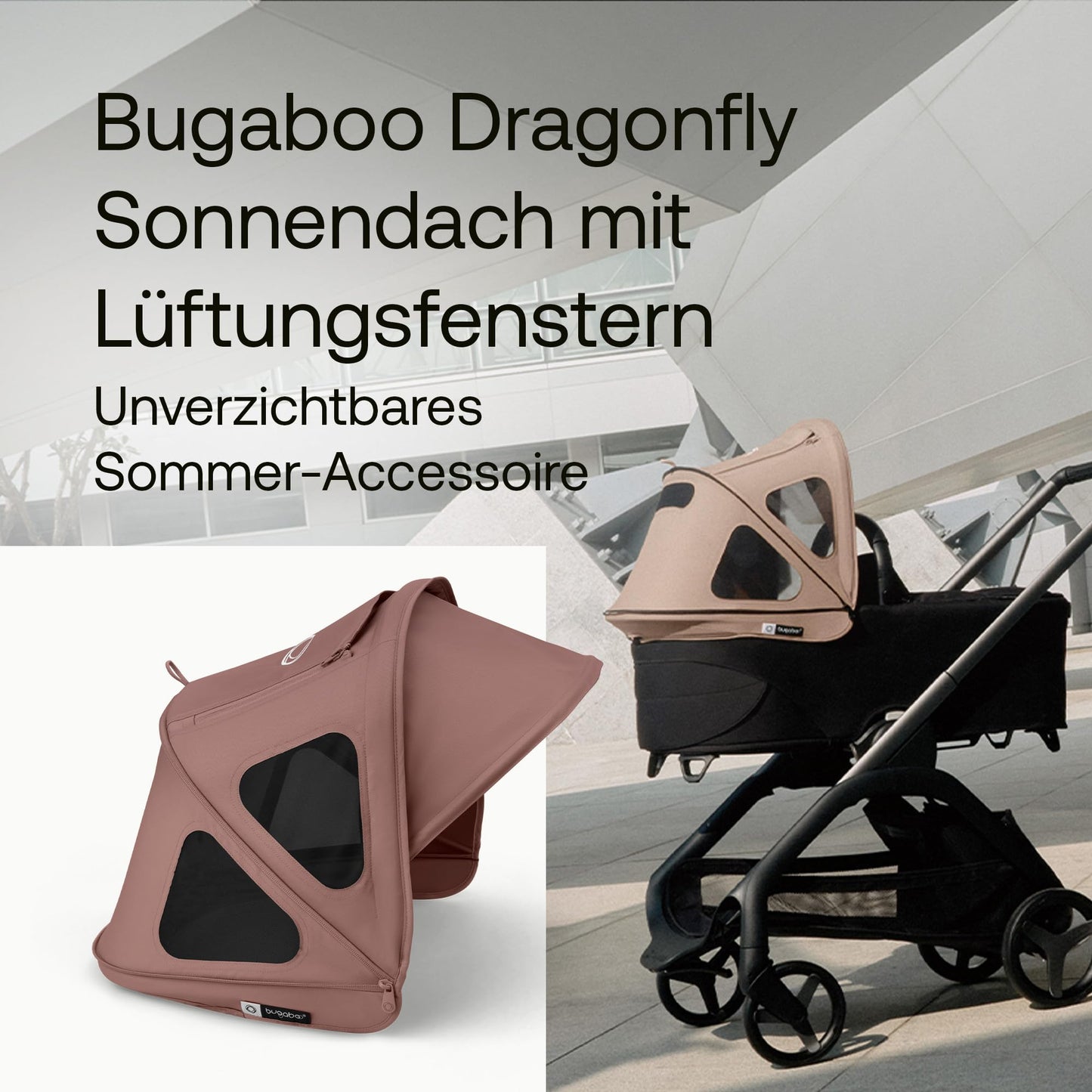 Bugaboo Dragonfly Sonnendach mit Lüftungsfenstern, ausziehbar für zusätzlichen und optimalen Sonnenschutz, wasserabweisend, Deep Indigo