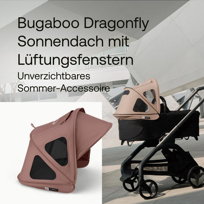 Bugaboo Dragonfly Sonnendach mit Lüftungsfenstern, ausziehbar für zusätzlichen und optimalen Sonnenschutz, wasserabweisend, Deep Indigo