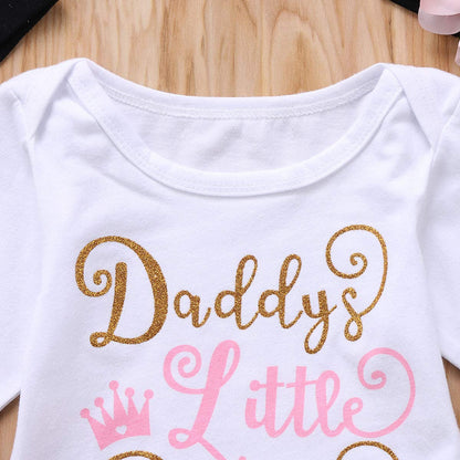 Babykleidung Set Baby Mädchen Langarm Body Strampler + Hose + Stirnband Mütze Kleinkinder Neugeborene Warme Babyset Kleidung Daddy's Prinzessin
