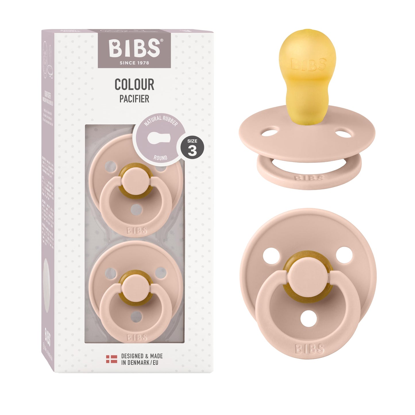 BIBS Colour Schnuller 2er-Pack, BPA-frei, Kirschform Nippel. Naturkautschuk/Latex, Hergestellt in Dänemark. Größe 2 | 6+ Monate | 2-Pack, Coral/Ruby