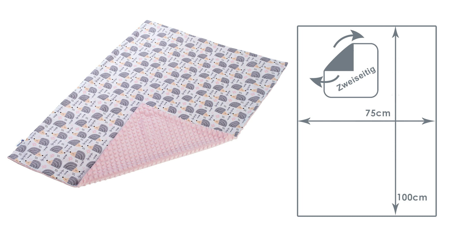Medi Partners Babydecken Baby 100% Baumwolle Krabbeldecke Babydecke 75x100cm doppelseitig Kinderbett Minky Kuscheldecke Kinderwagen (REH mit grauem Minky)