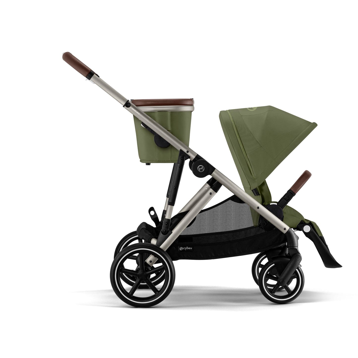 CYBEX Gold Kinderwagen e-GAZELLE S, Ab Geburt bis ca. 4 Jahre, Max. 22 kg (Single-Modus) / 2x 22 kg (Duo-Modus), All-in-1-System mit E-Antrieb und 20+ Konfigurationen, Stone Grey