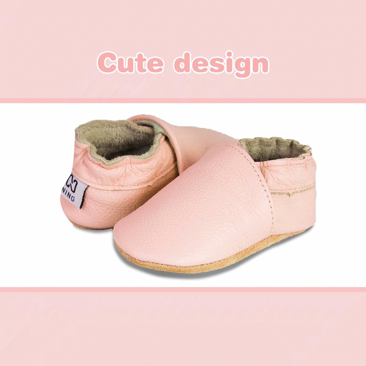 HMIYA Weiche Leder Krabbelschuhe Babyschuhe Lauflernschuhe mit Wildledersohlen für Jungen und Mädchen 0-6 Monate 6-12 Monate 12-18 Monate 18-24 Monate