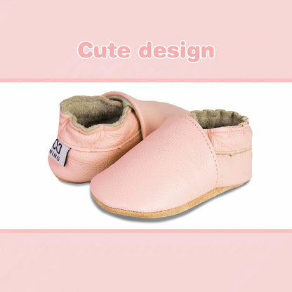 HMIYA Weiche Leder Krabbelschuhe Babyschuhe Lauflernschuhe mit Wildledersohlen für Jungen und Mädchen 0-6 Monate 6-12 Monate 12-18 Monate 18-24 Monate