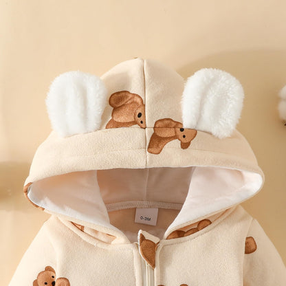 Baby Strampler Neugeborenen Herbst Winter Overall Kleinkind Tier Kostüm Overall mit Kapuze Langarm Bodysuit für Baby Mädchen Jungen Kuscheln