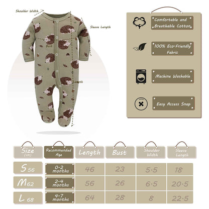 Baby Sleeping Bag Cotton with Feet with Buttons Size 56 62 68 cm for Boys Girls Newborns Pack of 3