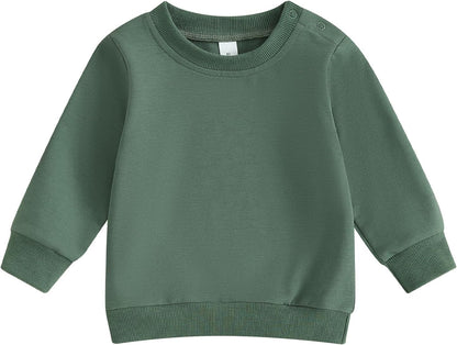 ESSECMBS Kleinkind Baby Jungen Daliy Sweatshirt Kleidung Langarm Rundhalsausschnitt Einfarbig Oberteile Kleiner Junge Frühling Herbst Baumwolle Hemd Kleidung