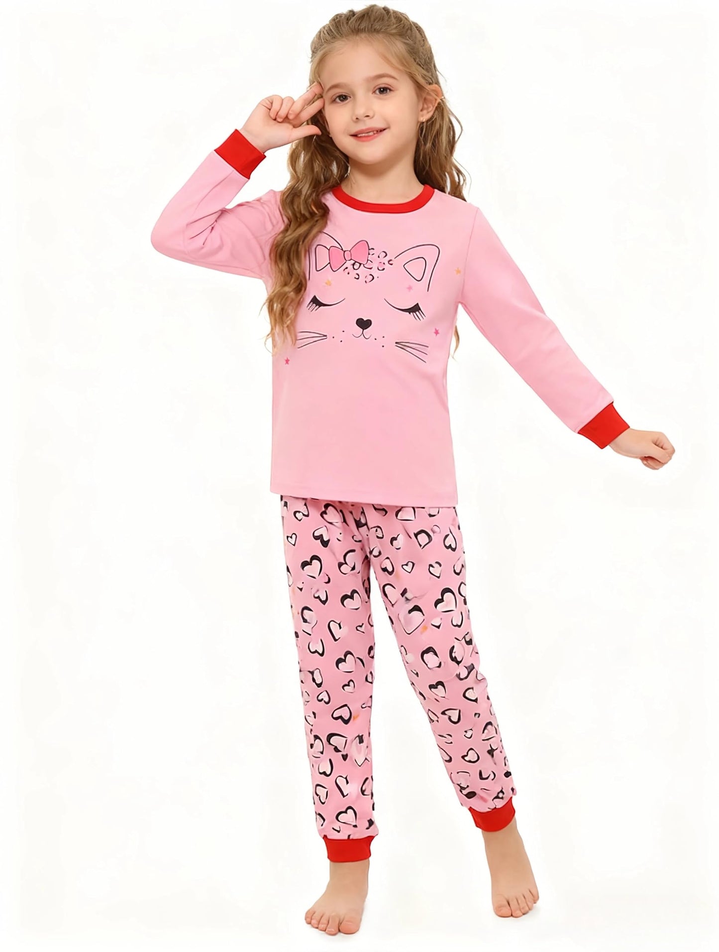 Mädchen Einhorn Kinder Pyjamas Baumwolle Langarm Winter Pyjamas Zwei Stück Größe 3-13 Jahre