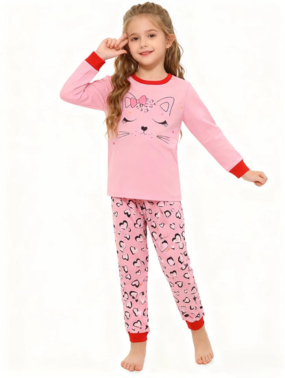 Mädchen Einhorn Kinder Pyjamas Baumwolle Langarm Winter Pyjamas Zwei Stück Größe 3-13 Jahre