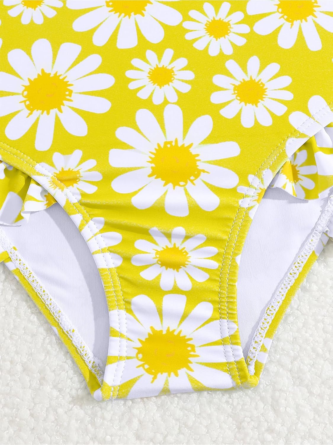 JiAmy Einteiliger Mädchen Badeanzug Blumenmuster Rüschen Elastischen Trägern Ärmellos Kleinkinder Schwimmkleidung für 2–7 Jahre/92-122
