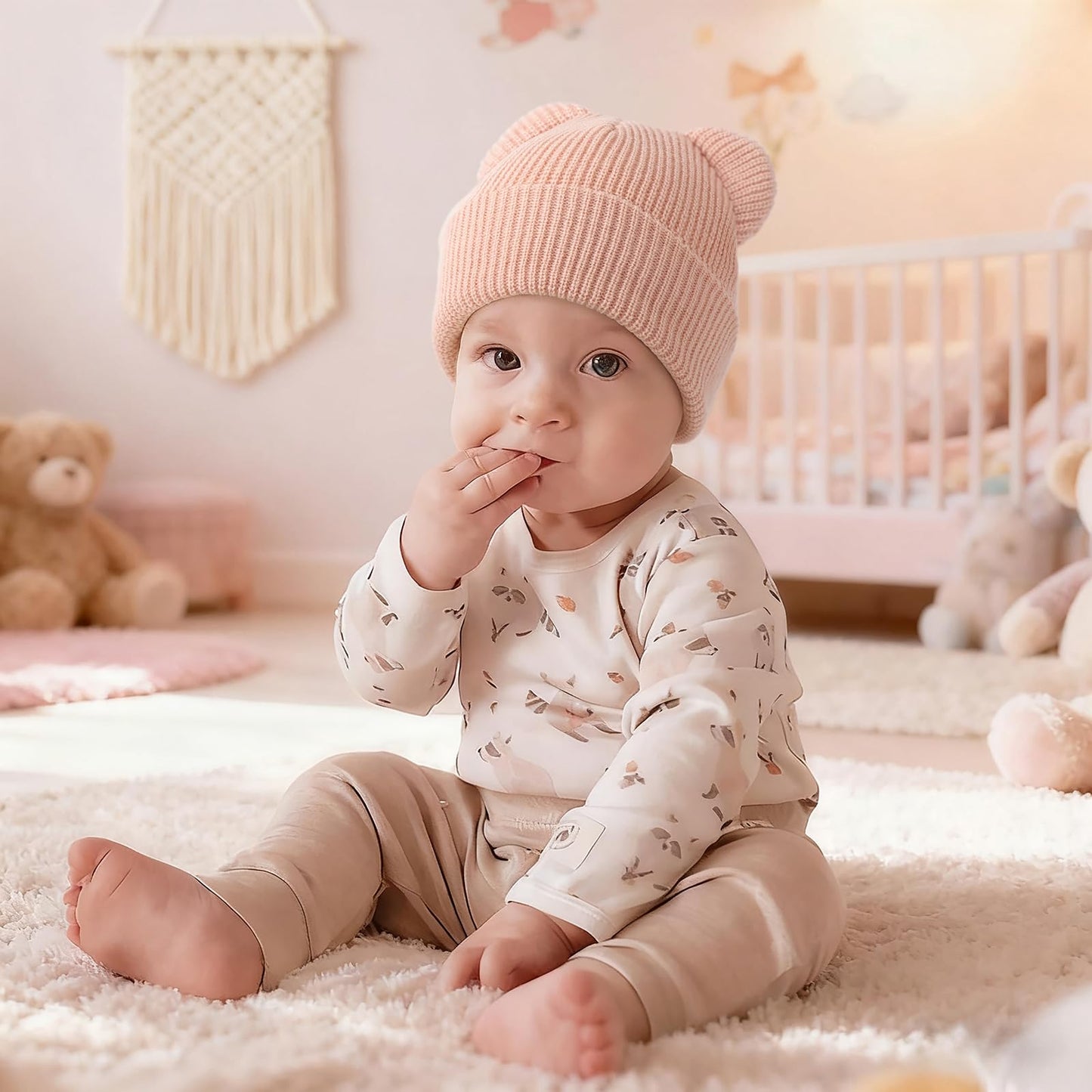DRESHOW Toddler Beanie Baby Winter Hats Baby Soft Knitting Cute Bear Ears Hat for Boys Girls Warm Hat Hats for 0 Months - 24 Months 