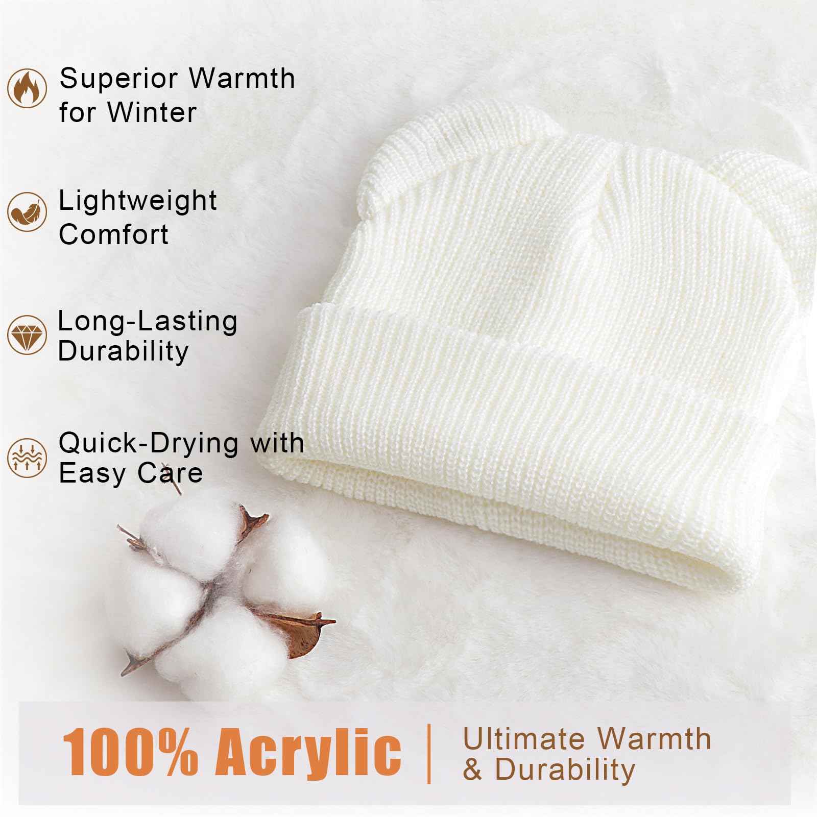 DRESHOW Toddler Beanie Baby Winter Hats Baby Soft Knitting Cute Bear Ears Hat for Boys Girls Warm Hat Hats for 0 Months - 24 Months