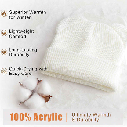 DRESHOW Toddler Beanie Baby Winter Hats Baby Soft Knitting Cute Bear Ears Hat for Boys Girls Warm Hat Hats for 0 Months - 24 Months