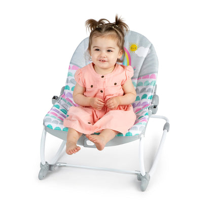 Bright Starts, Disney Baby Minnie Mouse Forever Besties, Wippe für Babies und Kleinkinder, mit beruhigenden Vibrationen, abnehmbarem Spielzeugbogen und 2 Spielzeugen, rose, 12209