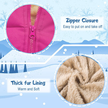 kids4ever Baby Winter Jacket Coat Zip Hooded Jacket Windproof Warm Fleece Outerwear Snowsuit with Two Pockets for Boys Girls 12 Months - 5 Years
