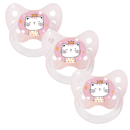 dentistar Silikon Schnuller 3er-Set - Größe 2, 6-14 Monate - Zahn- & kieferfreundlicher Nuckel mit Dental-Stufe – BPA-frei – Made in Germany - Regenbogen, Lila