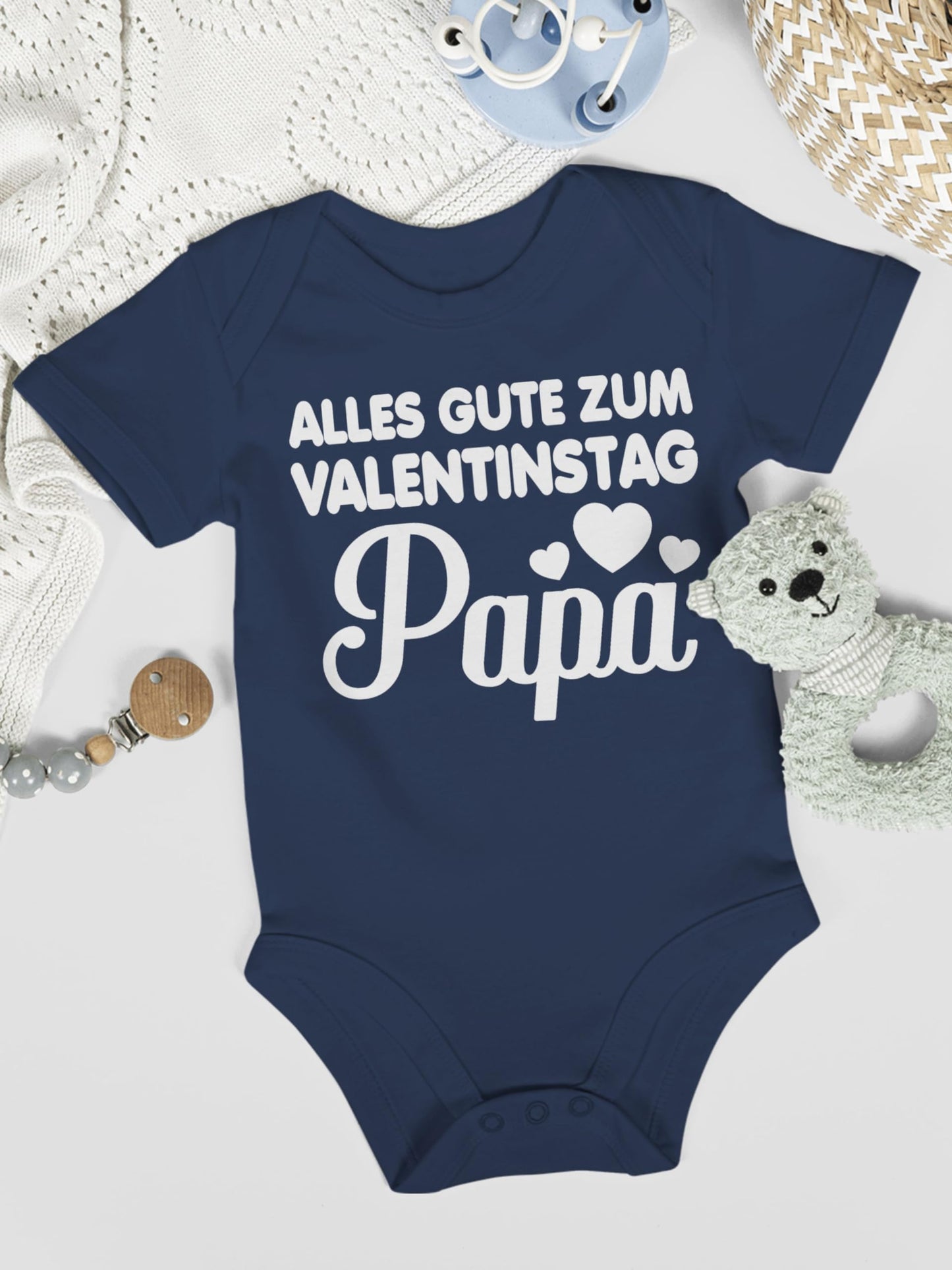 Baby Body Junge Mädchen - Partner - Alles gute zum Valentinstag Papa - weiß