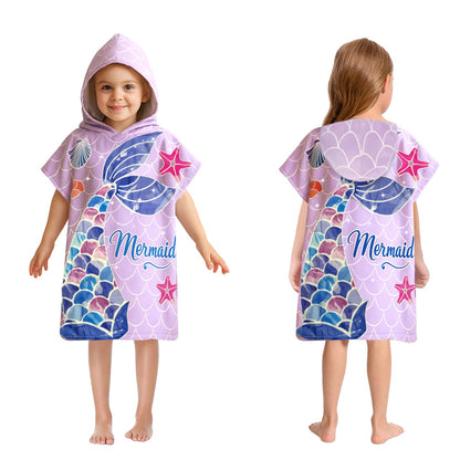 LMSHOWOWO Badeponcho Kinder mit Kapuze 75 * 65cm, Mikrofaser Handtuch Poncho Kinder, Weich Saugfähig Strandtuch Badetuch Badehandtuch, für Strand Schwimmen Reisen, für Mädchen Jungen 2-8 Jahre Alt