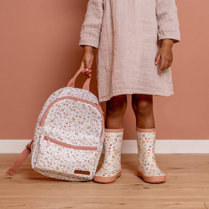 Little Dutch Rucksack Kinderrucksack mit Brustgurt für Kinder Kindergarten geblümt Reh rosa- Fairy Garden